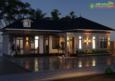 Mẫu nhà vườn 1 tầng hiện đại có 3 phòng ngủ đẹp mắt